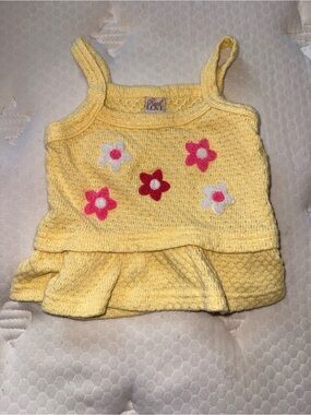 11. Yellow Floral Knit Tank Top for Kids by